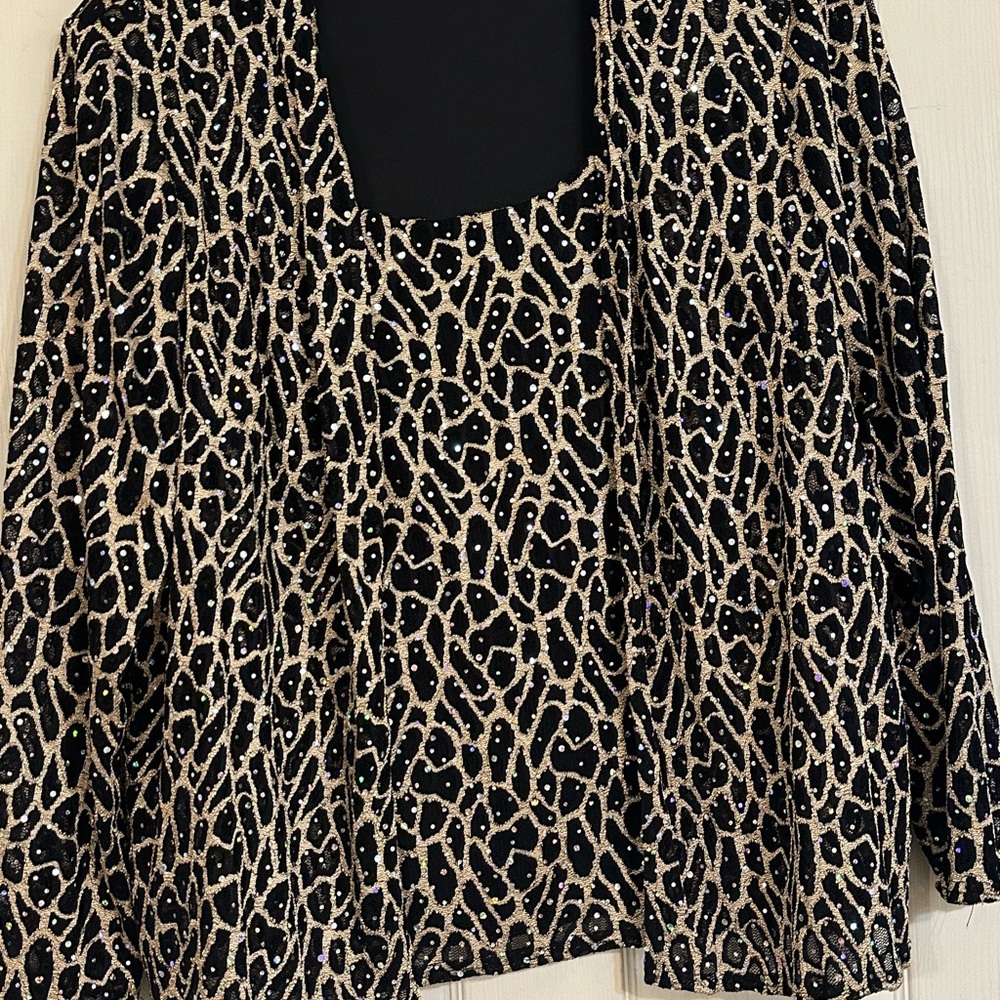 R & M Richards Black and Gold Blouse